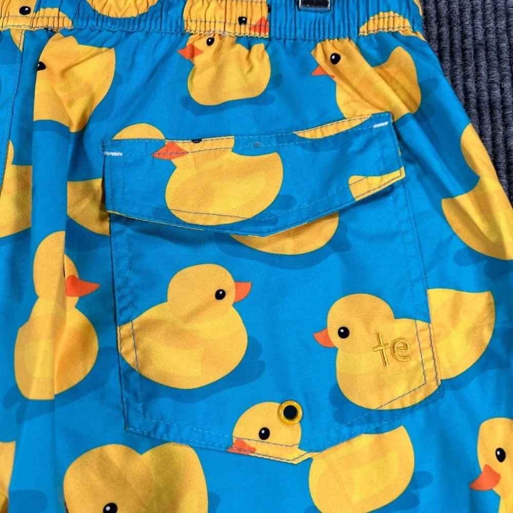 Tipsy Elves Swim Shorts Trunks Mens Large‎ Rubber Ducks Geometric Beach Pool New